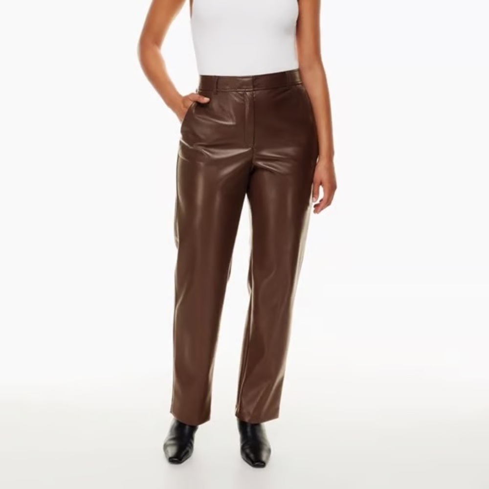 Babaton Agency Brown Vegan Leather Pants